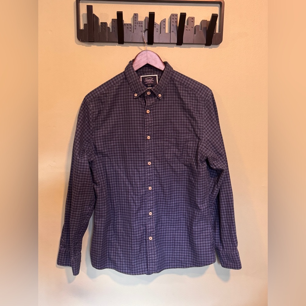 Charles Tyrwhitt Twill Casual Button Down Navy Check